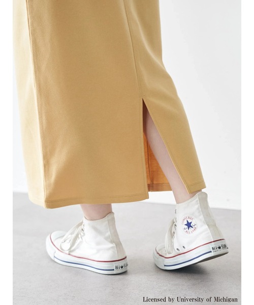 earth music&ecology（アースミュージックアンドエコロジー）の「別注 MICHIGAN ミニ裏毛タイトスカート（スカート・レディース・チャコールグレー/イエロー/ホワイト系その他・FREE）」の6枚目の写真