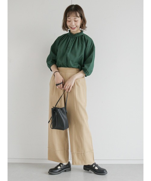 ehka sopo（エヘカソポ）の「裾切替タックワイドパンツ（その他パンツ・レディース・ブラック/ベージュ/キナリ・ﾌﾘ-）」の12枚目の写真