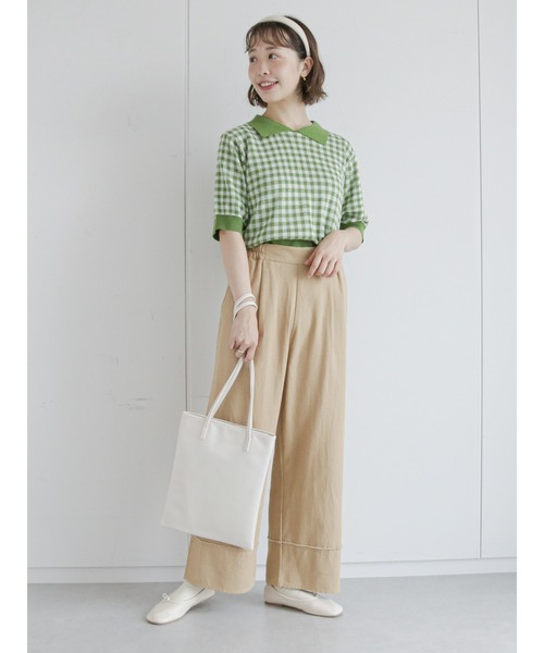 ehka sopo（エヘカソポ）の「裾切替タックワイドパンツ（その他パンツ・レディース・ブラック/ベージュ/キナリ・ﾌﾘ-）」の13枚目の写真