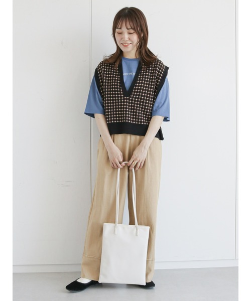 ehka sopo（エヘカソポ）の「裾切替タックワイドパンツ（その他パンツ・レディース・ブラック/ベージュ/キナリ・ﾌﾘ-）」の15枚目の写真