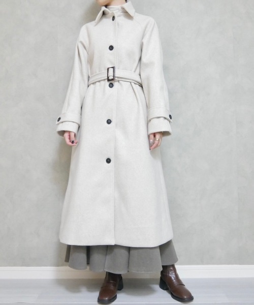 Reurie'（レウリィ）の「ステンカラーロングコート（ステンカラーコート・レディース・アイボリー・FREE）」の2枚目の写真