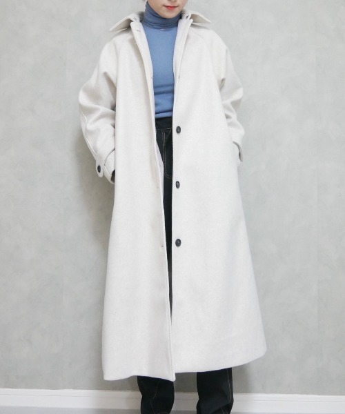 Reurie'（レウリィ）の「ステンカラーロングコート（ステンカラーコート・レディース・アイボリー・FREE）」の3枚目の写真