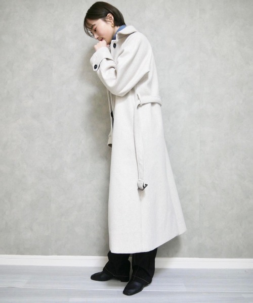 Reurie'（レウリィ）の「ステンカラーロングコート（ステンカラーコート・レディース・アイボリー・FREE）」の5枚目の写真