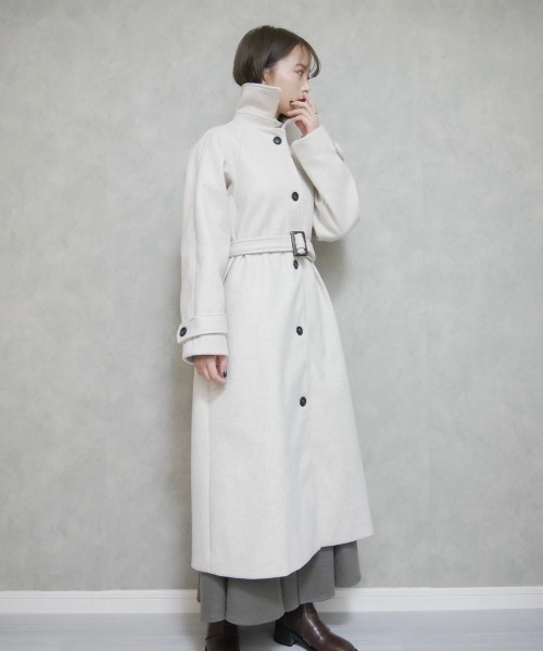 Reurie'（レウリィ）の「ステンカラーロングコート（ステンカラーコート・レディース・アイボリー・FREE）」の9枚目の写真