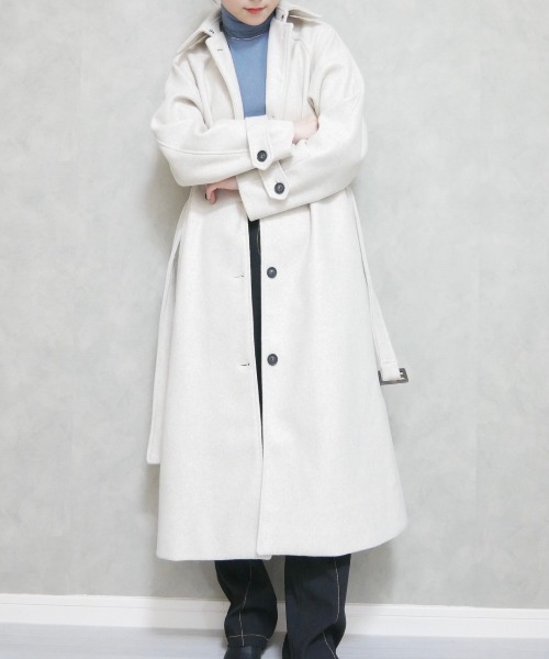 Reurie'（レウリィ）の「ステンカラーロングコート（ステンカラーコート・レディース・アイボリー・FREE）」の15枚目の写真