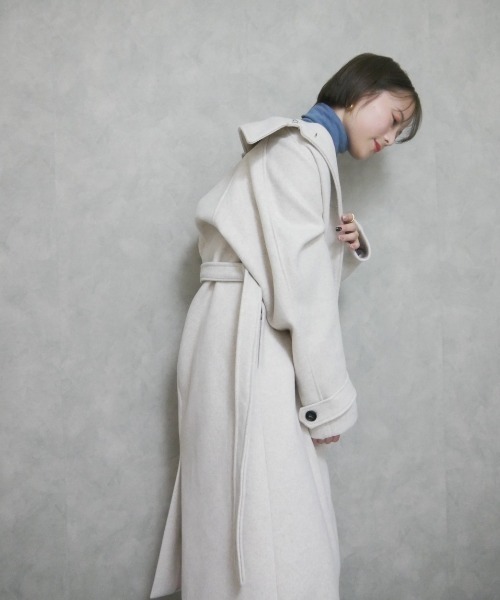 Reurie'（レウリィ）の「ステンカラーロングコート（ステンカラーコート・レディース・アイボリー・FREE）」の17枚目の写真