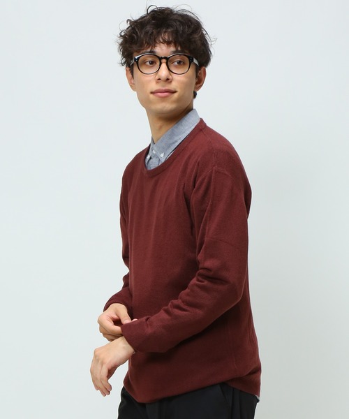 SAKAZEN（サカゼン）の「カシミヤタッチ クルーネック ニット セーター（ニット/セーター・メンズ・ワイン/ベージュ/ホワイト/ブルー/グレー/ダークグレー/ブラック/ブラウン/ネイビー・L/LL/M）」の9枚目の写真