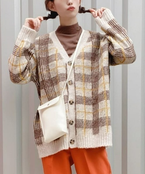 HONEYSUCKLE ROSE（ハニーサックルローズ）の「【HONEYSUCKLE ROSE】モヘア風起毛柄カーディガン（カーディガン/ボレロ・レディース・ブルー/グリーン/パープル/ブラウン・L/M）」の2枚目の写真