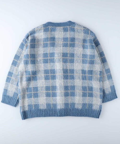 HONEYSUCKLE ROSE（ハニーサックルローズ）の「【HONEYSUCKLE ROSE】モヘア風起毛柄カーディガン（カーディガン/ボレロ・レディース・ブルー/グリーン/パープル/ブラウン・L/M）」の6枚目の写真