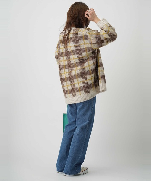 HONEYSUCKLE ROSE（ハニーサックルローズ）の「【HONEYSUCKLE ROSE】モヘア風起毛柄カーディガン（カーディガン/ボレロ・レディース・ブルー/グリーン/パープル/ブラウン・L/M）」の8枚目の写真