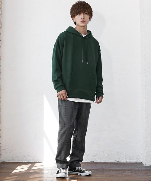 MinoriTY(マイノリティ)の「【MinoriTY】もちもちポンチ素材立体フードオーバーサイズパーカー フーディー メンズ 秋ルーズシルエット(パーカー・メンズ・ブラック/ダークグリーン/パープル/アイボリー/モカ・S/M/L)」の20枚目の写真