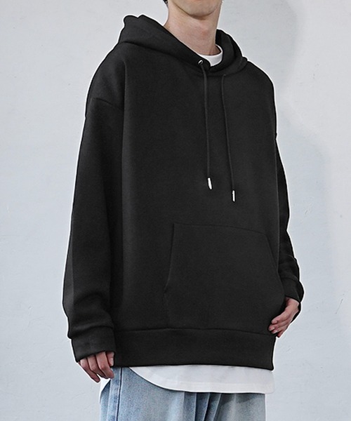 MinoriTY(マイノリティ)の「【MinoriTY】もちもちポンチ素材立体フードオーバーサイズパーカー フーディー メンズ 秋ルーズシルエット(パーカー・メンズ・ブラック/ダークグリーン/パープル/アイボリー/モカ・S/M/L)」の15枚目の写真