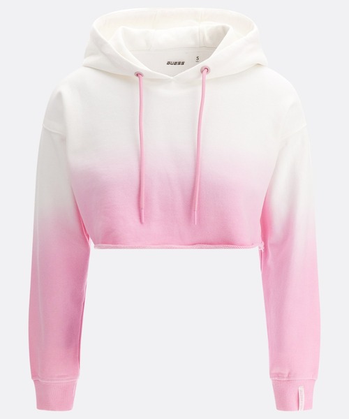 Guess（ゲス）の「Anise Ombre Cropped Hoodie（パーカー・レディース・ライトグリーン/イエロー/ピンク・LARGE/SMALL/MEDIUM/X-SMALL）」の3枚目の写真