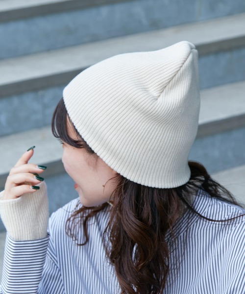 CIAOPANIC TYPY(チャオパニックティピー)の「リブニット帽(ニットキャップ/ビーニー・レディース・アイボリー/ブラック/グレー・ONE SIZE)」の5枚目の写真