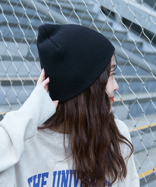 CIAOPANIC TYPY(チャオパニックティピー)の「リブニット帽(ニットキャップ/ビーニー・レディース・アイボリー/ブラック/グレー・ONE SIZE)」の7枚目の写真