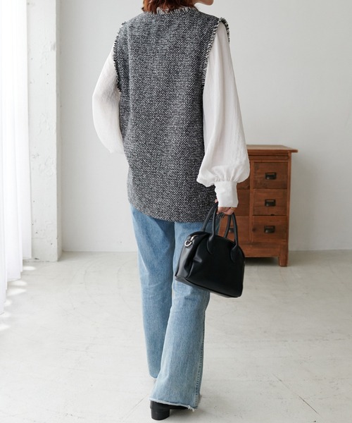 ツィード深Vベスト