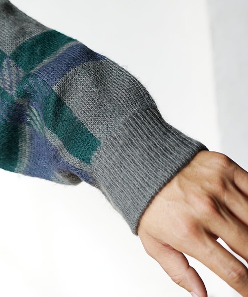 MinoriTY（マイノリティ）の「【MinoriTY】モヘアタッチジャガード編みチェックカーディガン セーター メンズ オーバーサイズ ビッグシルエット ルーズフィット 春服 冬服（カーディガン/ボレロ・メンズ・モカ/チャコール・L/M）」の13枚目の写真