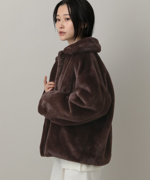 【e/rm】 ファーコート ダークブラウン A part by｜【WEB限定】ファージャケット | Rakuten Fashion