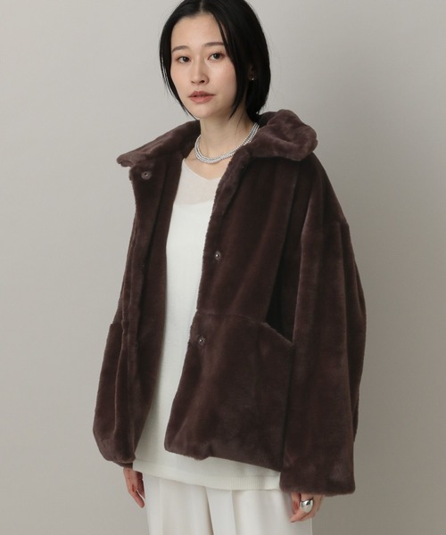 e/rm ファージャケット ダークブラウン M L アパートバイローリーズ ファージャケット（その他アウター）｜e/rm（イーアールエム）の