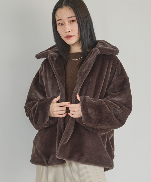 e/rm ファージャケット ダークブラウン M L アパートバイローリーズ ファージャケット（その他アウター）｜e/rm（イーアールエム）の