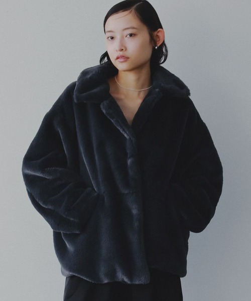 e/rm（イーアールエム）の「ファージャケット（その他アウター・レディース・ブラウン系その他/ネイビー/ベージュ/ライトグレー/チャコールグレー/グレー系その他2・FREE）」の9枚目の写真