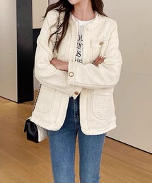 ANOTHER S（アナザーエス）の「ツイードノーカラージャケット（スーツジャケット・レディース）」