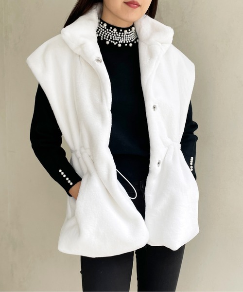 StyleSea（スタイルシー）の「ファーベスト（ベスト・レディース・ホワイト/ベージュ・FREE）」の2枚目の写真