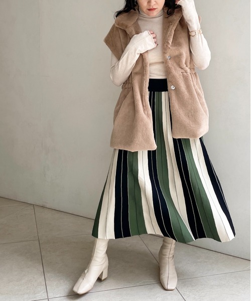 StyleSea（スタイルシー）の「ファーベスト（ベスト・レディース・ホワイト/ベージュ・FREE）」の5枚目の写真