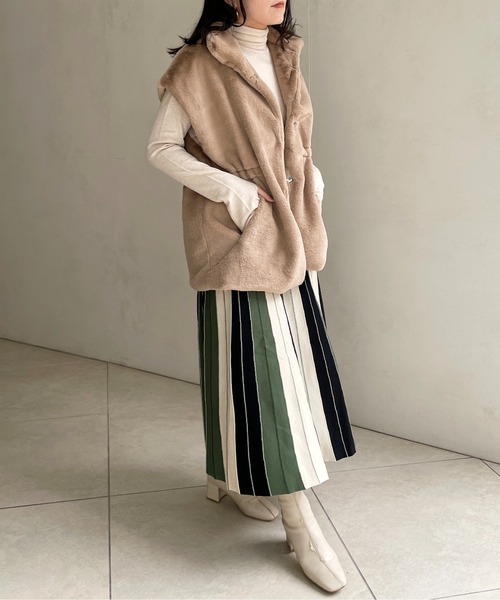 StyleSea（スタイルシー）の「ファーベスト（ベスト・レディース・ホワイト/ベージュ・FREE）」の9枚目の写真