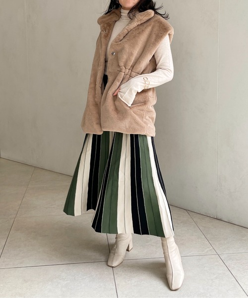 StyleSea（スタイルシー）の「ファーベスト（ベスト・レディース・ホワイト/ベージュ・FREE）」の3枚目の写真