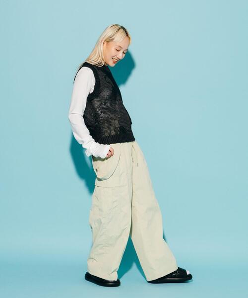 CITEN（シテン）の「＜CITEN＞テープヤーン パターンド ベスト（ベスト・レディース・ブラック/ライム・FREE）」の9枚目の写真