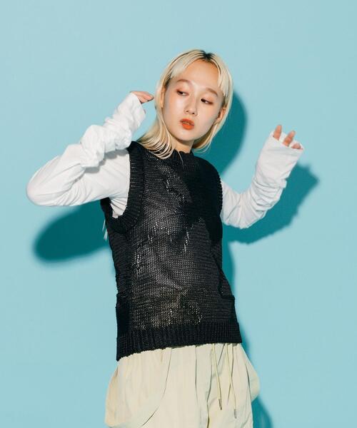 CITEN（シテン）の「＜CITEN＞テープヤーン パターンド ベスト（ベスト・レディース・ブラック/ライム・FREE）」の13枚目の写真