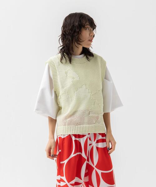 CITEN（シテン）の「＜CITEN＞テープヤーン パターンド ベスト（ベスト・レディース・ブラック/ライム・FREE）」の11枚目の写真