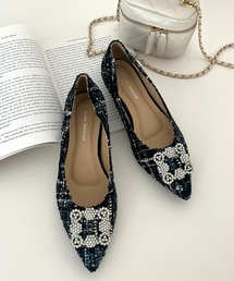 パールビジューフラットパンプス