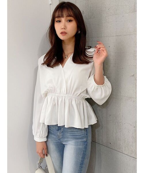 GYDA（ジェイダ）の「カシュクールペプラムブラウス（シャツ/ブラウス・レディース・ブラック/オフホワイト/オレンジ系その他3・FREE）」の14枚目の写真