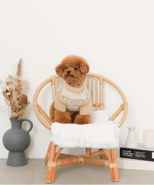 moncheri(モンシェリ)の「ノルディック柄ニット / 犬服 / ドッグウェア(ペットウェア・レディース・ベージュ/ブルー/モカ・S/M/L/XL/2M/XS)」の2枚目の写真