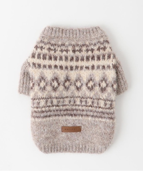 moncheri(モンシェリ)の「ノルディック柄ニット / 犬服 / ドッグウェア(ペットウェア・レディース・ベージュ/ブルー/モカ・S/M/L/XL/2M/XS)」の1枚目の写真