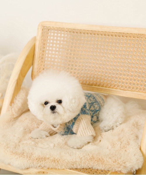 moncheri(モンシェリ)の「ノルディック柄ニット / 犬服 / ドッグウェア(ペットウェア・レディース・ベージュ/ブルー/モカ・S/M/L/XL/2M/XS)」の10枚目の写真