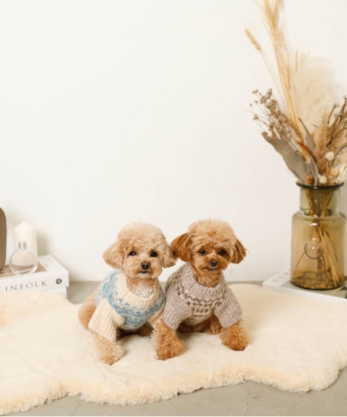 moncheri(モンシェリ)の「ノルディック柄ニット / 犬服 / ドッグウェア(ペットウェア・レディース・ベージュ/ブルー/モカ・S/M/L/XL/2M/XS)」の13枚目の写真