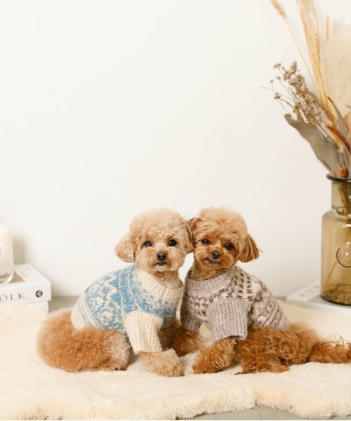 moncheri(モンシェリ)の「ノルディック柄ニット / 犬服 / ドッグウェア(ペットウェア・レディース・ベージュ/ブルー/モカ・S/M/L/XL/2M/XS)」の15枚目の写真