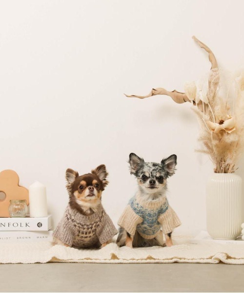 moncheri(モンシェリ)の「ノルディック柄ニット / 犬服 / ドッグウェア(ペットウェア・レディース・ベージュ/ブルー/モカ・S/M/L/XL/2M/XS)」の18枚目の写真