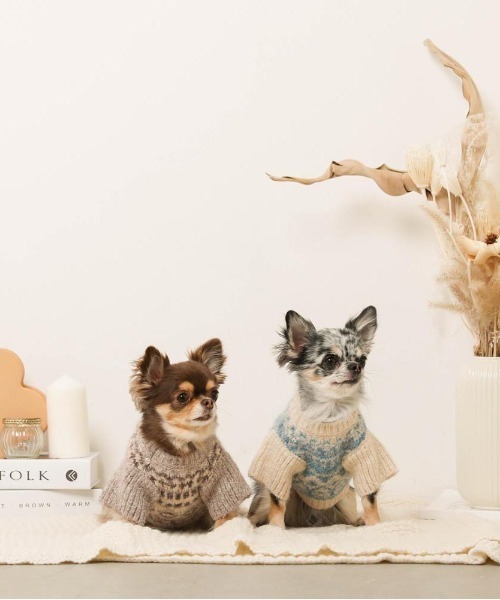 moncheri(モンシェリ)の「ノルディック柄ニット / 犬服 / ドッグウェア(ペットウェア・レディース・ベージュ/ブルー/モカ・S/M/L/XL/2M/XS)」の19枚目の写真