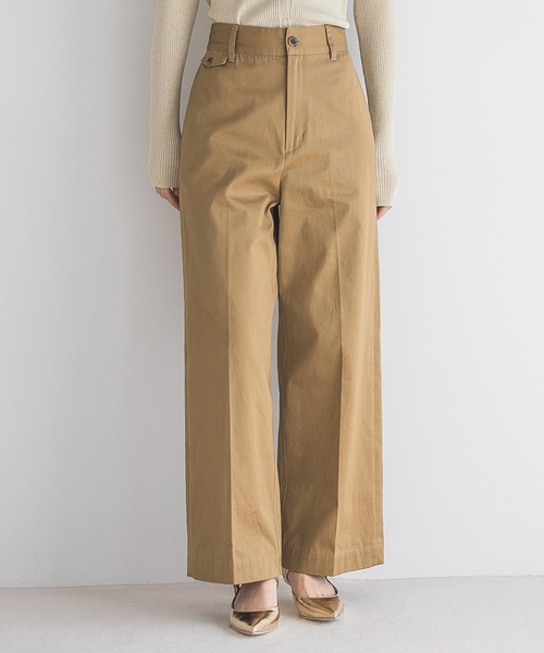 A part by（アパートバイ）の「チノワイドストレートパンツ（チノパンツ・レディース・ブラック/キャメル・LARGE/MEDIUM）」の2枚目の写真