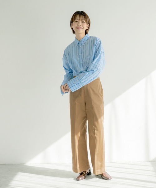 A part by（アパートバイ）の「チノワイドストレートパンツ（チノパンツ・レディース・ブラック/キャメル・LARGE/MEDIUM）」の3枚目の写真