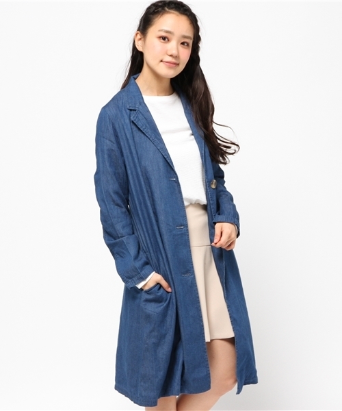 one after another NICE CLAUP（ワンアフターアナザーナイスクラップ）の「【ナイスクラップ】デニムチェスター（チェスターコート・レディース・ブルー系その他/インディゴブルー・FREE）」の2枚目の写真