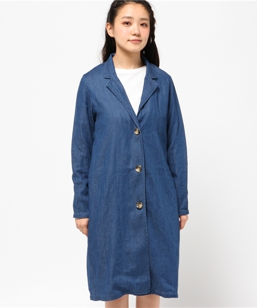 one after another NICE CLAUP（ワンアフターアナザーナイスクラップ）の「【ナイスクラップ】デニムチェスター（チェスターコート・レディース・ブルー系その他/インディゴブルー・FREE）」の7枚目の写真