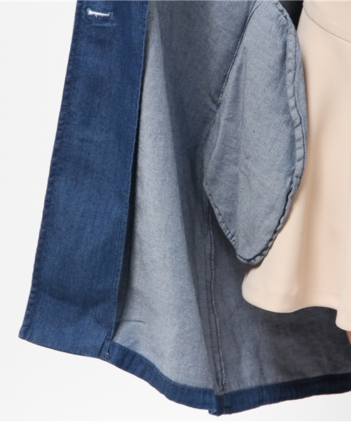 one after another NICE CLAUP（ワンアフターアナザーナイスクラップ）の「【ナイスクラップ】デニムチェスター（チェスターコート・レディース・ブルー系その他/インディゴブルー・FREE）」の5枚目の写真