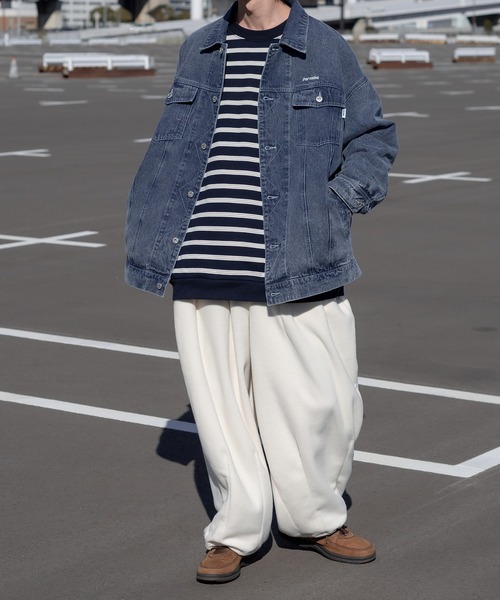 Perushu ルーズボーダー裏起毛スウェット ルーズボーダー裏起毛スウェット（スウェット）｜Perushu
