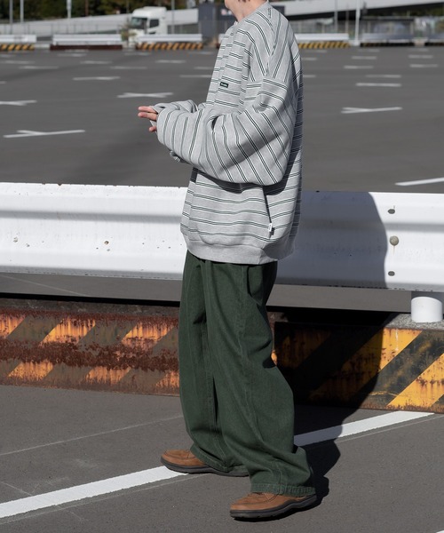 Perushu(ペルーシュ)の「ルーズボーダー裏起毛スウェット(スウェット・メンズ・ベージュ/ネイビー/グレー・MEDIUM/LARGE)」の11枚目の写真