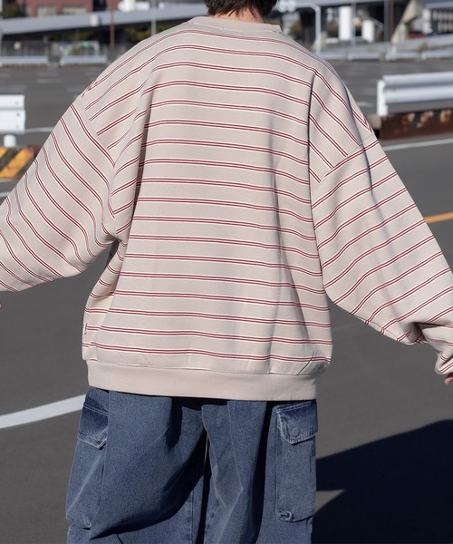 Perushu ルーズボーダー裏起毛スウェット ルーズボーダー裏起毛スウェット（スウェット）｜Perushu